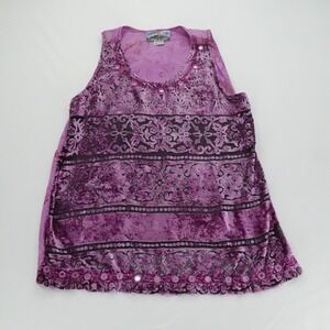 Tienda Ho Purple Burnout Velvet Tunic Top Womens Large Purple Boho Mirror